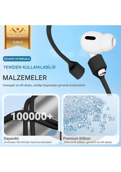 Vendas Airpods 1. 2. 3. Nesil ve Airpods Pro / Pro 2 Uyumlu Mıknatıslı Silikon Kulaklık Boyun Askısı modelleri