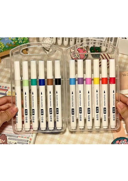 12'li Çantalı Akrilik Marker Kalem Aimeile Markör No. A-911-12