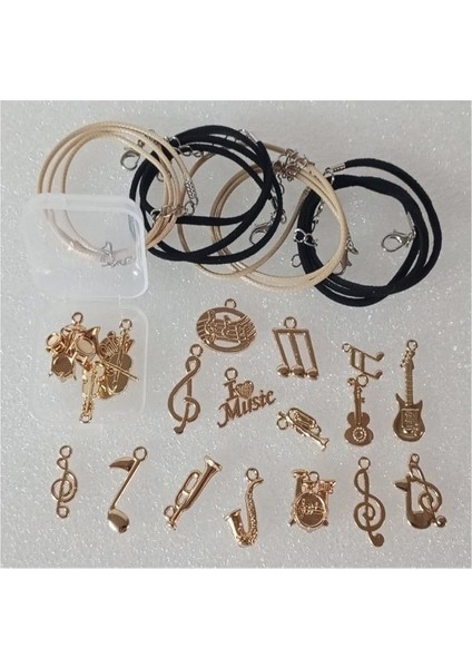 ( 20 x Adet ) 1 Set Gold Colour Müzik Tema Seti Enstrüman & Nota / Bileklik & Küpe & Kolye Ucu indirimleri