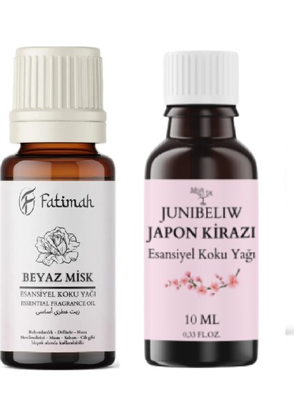 2li Set Uçucu Koku Yağı Difüzör Kurutma Topu Buhurdanlık Yağı Beyaz Misk Japon Kirazı 2X10ML