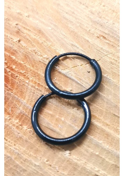 Siyah Renk Çelik Halka Küpe 1,2 cm Çap