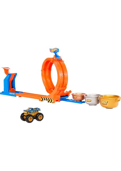 Wheels Monster Trucks Döngü ve Takla Bigfoot Oyun Parkuru Monster Trucks Döngü ve Takla Bigfoot Oyun Parkuru ve Metal Bigfoot Oyuncak Aracı JBX64