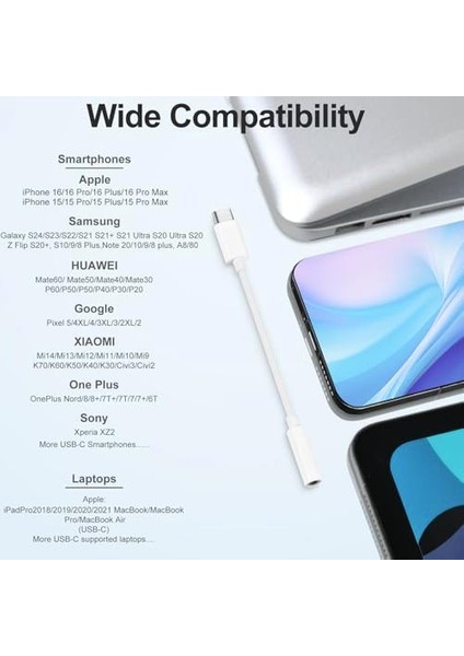 USB Tip C - 3,5 mm Dişi Kulaklık Jak Adaptörü, 2'li Paket USB C - Aux Ses Dongle Kablo Kablosu iPhone 16/15 Plus/pro/pro Max, iPad Pro, Pixel MacBook Galaxy S24/S23/S22 Ultra ile Uyumlu modelleri
