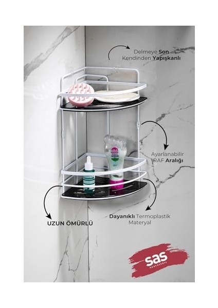 Haus Yapışkanlı Ömür Boyu Paslanmaz Kristal Ayarlanabilir Raf Banyo Düzenleyici Şampuanlık Lk-02 Bs fiyatları