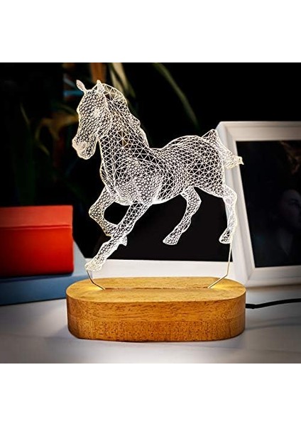 Tasarımlı 3 Boyutlu Optik Illüzyon Gece Lambası USB Bağlantılı Sarı Işık modelleri