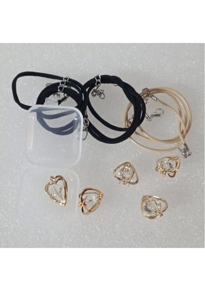 ( 5 x Adet ) 1 Set Elmas Model Yalnız Kalp Bileklik & Küpe & Kolye Ucu fiyatları