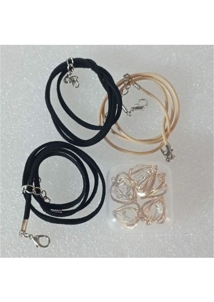 ( 5 x Adet ) 1 Set Elmas Model Yalnız Kalp Bileklik & Küpe & Kolye Ucu modelleri
