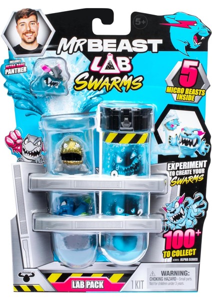 Lab Swarms Lab Pack, Su Ekleyerek Deney Yapın, Test Tüpünü Sallayın ve 1 "mrbeast Koleksiyon Karakterinden 5 Pk Açığa Çıkarın, 100+ Toplanacak, Sınırlı Sayıda Hiperkrom Panter'e Dikkat Edin