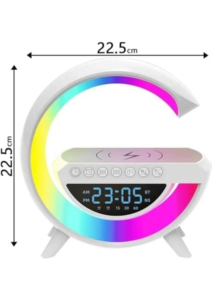 Kablosuz Şarj Istasyonu Speaker Özellikli LED Işıklı Fm Radyolu Harika Bluetooth Speaker iPhone Uyumlu ve Uyumlu Telefon Şarj Standı Bataryalı 22.5cm x 22.5cm B3401 (BT3401) modelleri