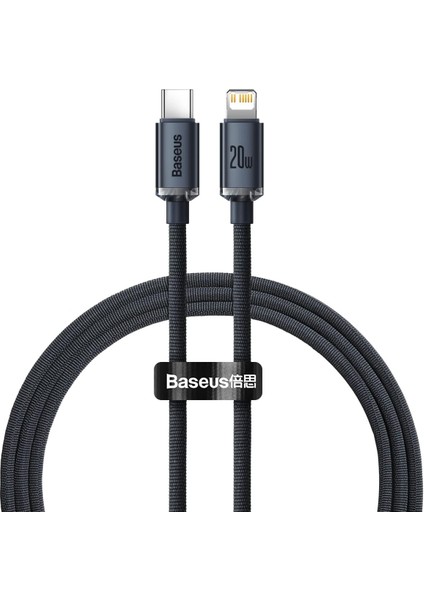 Crystal Shine 20W 120 cm Type-C To Lightning Şarj Kablosu Siyah