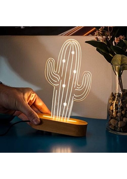 Kaktüsü Tasarımlı 3D LED Lamba USB Bağlantılı Sarı Işık fiyatları