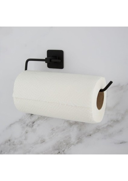 Aksesuarları Tuvalet Kağıtlığı Havluluk Fönlük Kare Havluluk Yapışkanlı Kapaklı Siyah Aksesuar Banyo Mutfak Delmesiz Güçlü Su Geçirmez Yapışkanlı (Siyah, Havlu Kağıtlık)