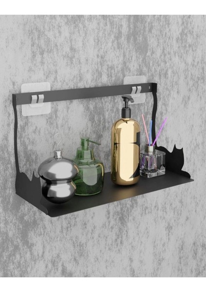 Yapışkanlı Siyah Kedi Desenli Banyo Düzenleyici, Mutfak Düzenleyici, Banyo Organizer 3m Yapışkanlı Tasarım MT86S