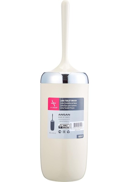 M-E07-09-P Lima Tuvalet Fırçası, Krom Dekorlu, Bej