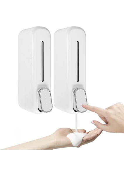 2 Adet Beyaz Duvara Monte Sıvı Sabunluk - 300 Ml, Şık & Dayanıklı Dispenser, Banyo ve Mutfak Için