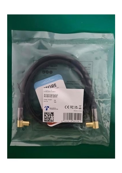 - 4K Anten Kablosu, Koaksiyel Kablolar - 90° Açılı - 1m - Dijital ve Analog Tv Kablosu - 0,5-20M Arasında Mevcut (Açılı Fiş/açılı Dişi Uç, Dvb-C/dvb-T/dvb-S Için, Siyah)
