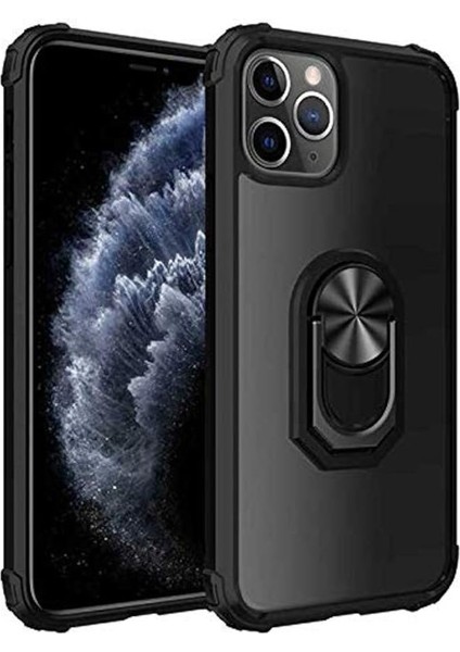 iPhone 11 Pro ile Uyumlu Kılıf Mola Kapak Köşeleri Darbe Emici Airbag Tasarımı Siyah