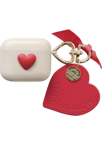 Airpods 4.nesil/anc Kılıf Süslü Kalp Desenli Kırmızı [airpods 4 ile Uyumlu Kılıf - Kırmızı]