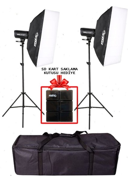 Af 250 2'li Full Flaş Seti Paraflaş Kamera Fotoğraf Makinesi
