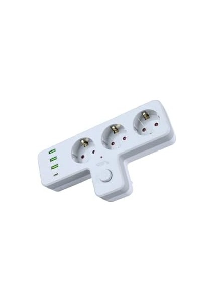 Lua Anahtarlı Topraklı Priz Adaptörü, 3 Soketli 3xusb 2.4A, 1xtype-C 20 Watt, Akım Korumalı Priz, 10 A, 2500 W, Duvar Fişi, USB Fişi, USB C Bağlantı Noktalı, Hızlı Şarj, fiyatları