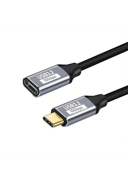 Örgü Kablo 1mt Type-C Uzatma Kablosu 10GBPS Veri ve Görüntü Aktarım 5A Pd Hızlı Şarj Kablo
