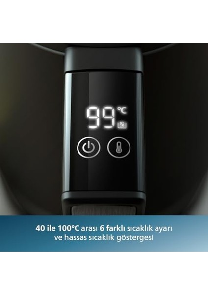 7000 Serisi Çift Yalıtımlı Su Isıtıcısı, 1,7 L Kapasite, Yaylı Kapak, Hızlı Kaynatma, Kolay Temizlik, HD9396/90 fiyatları