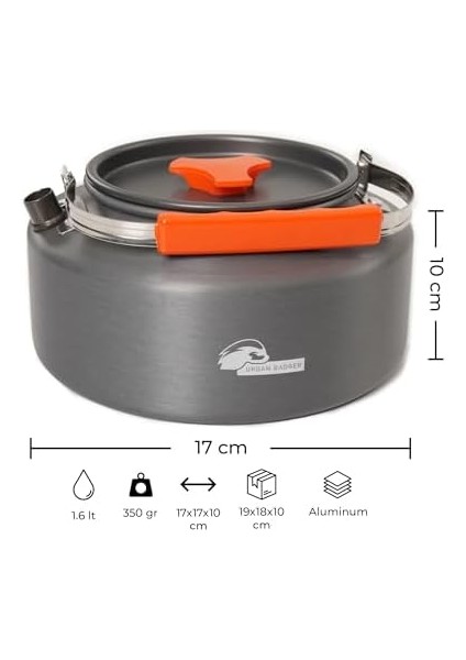 Badger Eost 1,6 Lt Çaydanlık, Hafif Alüminyum Alaşımlı Gıda Sınıfı Çaydanlık fiyatları