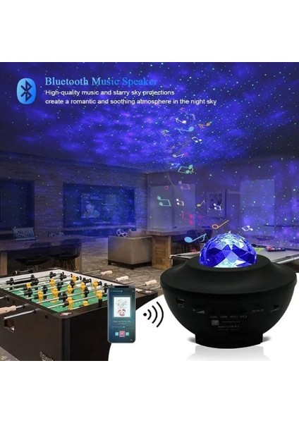 Galaksi Gökyüzü ve Yıldızları Yansıtan Gece Lambası Hoparlör Özellikli LED Rgb Işıklı Uzaktan Kumandalı 3 Farklı Aydınlık Seviyesi Telefon ile Bluetooth Bağlantı 13CM x 16CM SP17 modelleri