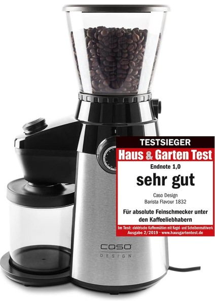 Barista Flavour, Elektrik Design-Kahve Öğütücü, Öğütme Derecesi 15 Kademeli Ayarlanabilir, Konik Öğütücü Aus Sağlam Paslanmaz Çelik, Aromaschonend, Mükemmel Kahve ve Espresso Için