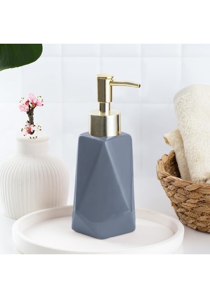 3203 Seramik Sıvı Sabunluk - Tezgah Üstü Banyo Mutfak Lavabo Sabunluğu - 250 cc Antrasit