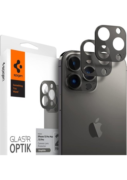 iPhone 13 Pro Max / 13 Pro Kamera Lens Camı Koruyucu Glas.tr Optik (2 Adet) Graphite - AGL04035