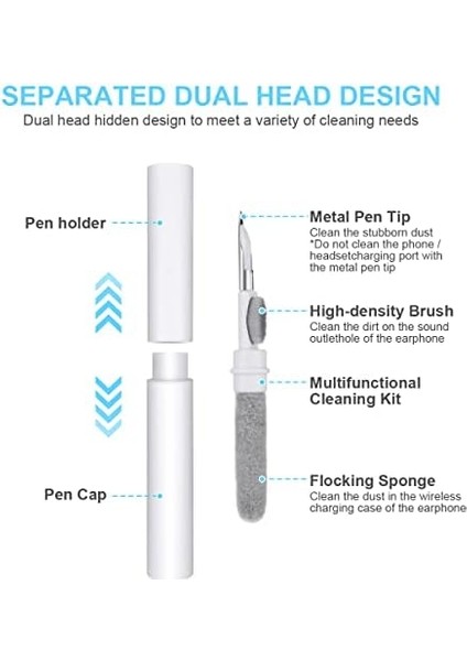Airpod Temizleme Kiti, Süngerli 3'ü 1 Arada Airpod Temizleyici Kalem, Kablosuz Kulaklıklar Temiz Kalem, Toz Giderme Kulaklıkları Cep Telefonu Için Çok Fonksiyonlu Kulaklık Temizleme Kiti - fiyatları