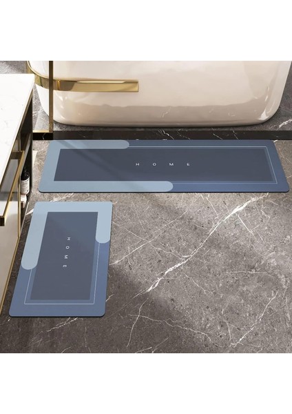 Banyo Paspası-Kaymaz Tabanlı-Süper Emici Banyo Paspası-Abdest Paspası-Uzun (Mavi) NKS129-M