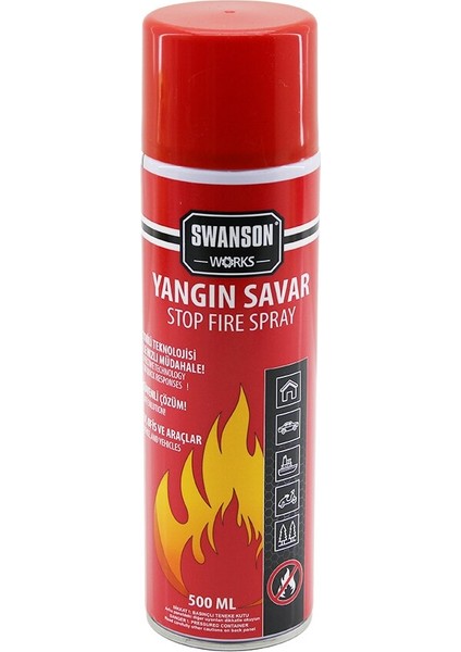 Swanson Works Yangın Savar Sprey 500ML Ev - Ofis - Oto Araç Ateş Boğucu Köpük Tabaka Oluşturur