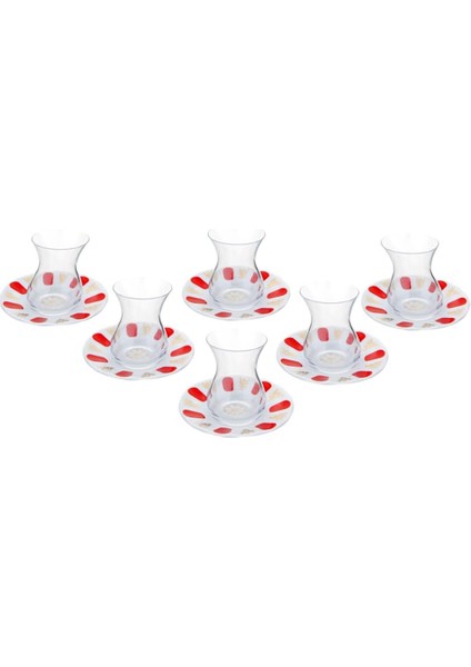 Kırmızı Yaldız Tutku 12 Parça 6 Kişilik Çay Takımı
