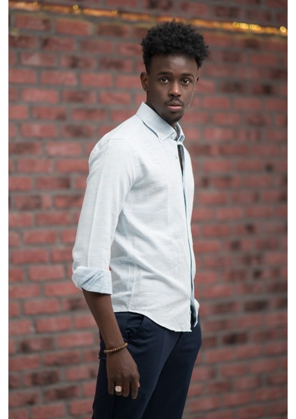 Slimfit Hasır Dokuma Yaka Düğmeli Slimfit Gömlek fiyatları