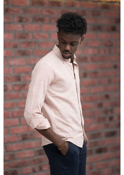 Slimfit Hasır Dokuma Yaka Düğmeli Slimfit Gömlek fiyatları