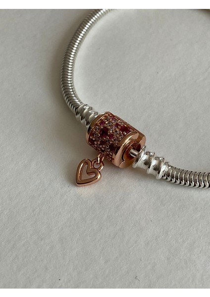 Rose Klipsli Gümüş Bileklik Charm Taşıyıcı fiyatları