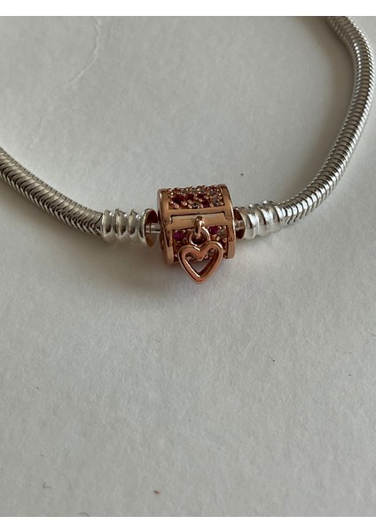 Rose Klipsli Gümüş Bileklik Charm Taşıyıcı fırsatları