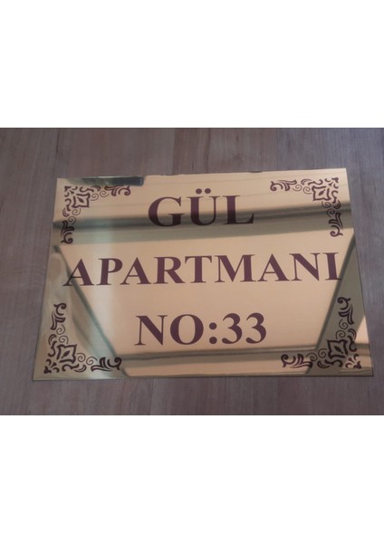 Apartman Isim Tabelası , Apartman Tabelası Apartman Girişi Isimliği ,(Gold Parlak Aliminyum Levhaya Kahverengi Yazı Baskılı) modelleri