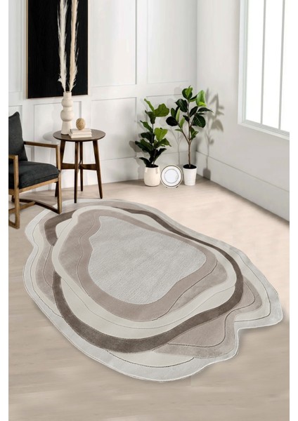 Amorf AR006 Krem Yumuşak Dokulu Salon Mutfak Koridor Oturma Odası Yolluk Halı Makine Halısı