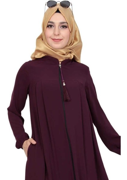 Medine Ipeği Tesettür Pile Detaylı Ferace MC0165 Mor fiyatları