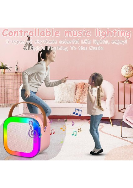 K12 Taşınabilir Şarjlı Bluetooth Karaoke Mini Mikrofon ve Hoparlör Seti - Pembe fırsatları