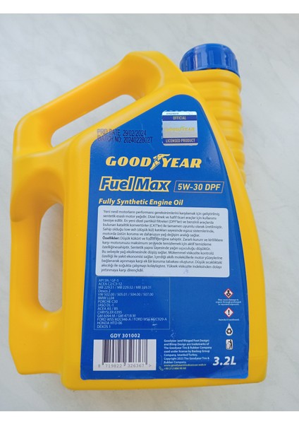 5W30 -Partikül 3,2 Litre Motor Yağı Parça No : Gdy 301002 fiyatları