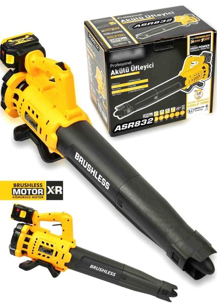 Çift Batarya 6 Kademeli Turbolu Hava Körük Yaprak Hava Üfleme Makinesi Sarı