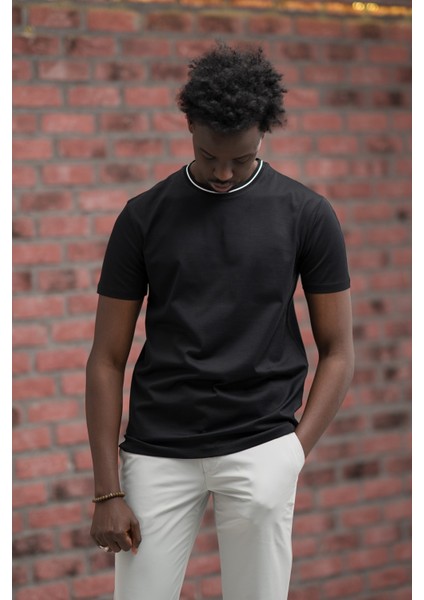 Sıfır Yaka Merserize Pamuklu Ince Kumaş Regular Fit T-Shirt fiyatları