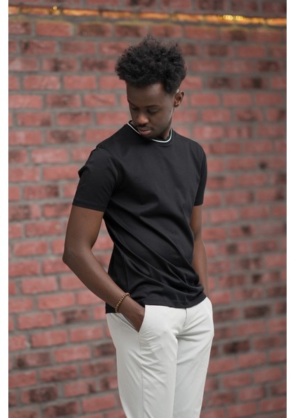 Sıfır Yaka Merserize Pamuklu Ince Kumaş Regular Fit T-Shirt modelleri