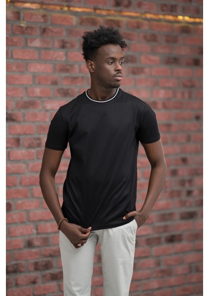 Sıfır Yaka Merserize Pamuklu Ince Kumaş Regular Fit T-Shirt fırsatları