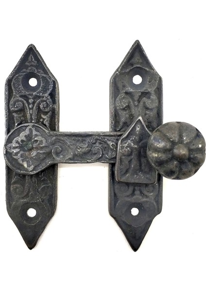 Antika Tarz Dekoratif Pirinç Kapı, Pencere Mandalı - 86X72 Mm, Oksit