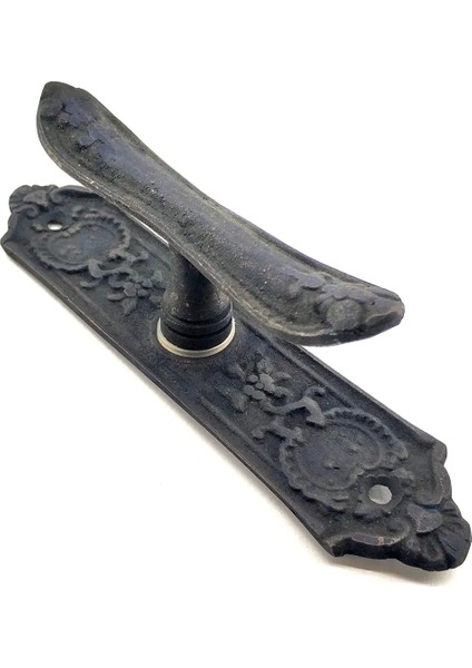 Antika Tarz Dekoratif Pirinç Çiçekli Pencere Kolu - 165X38 Mm, Oksit